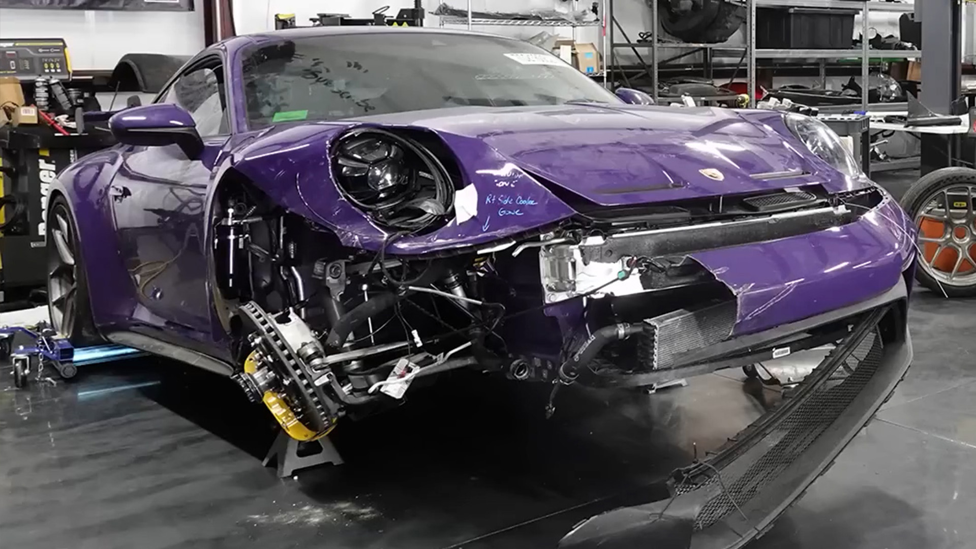 Wrecked Porsche 911 GT3 begins extensive rebuild