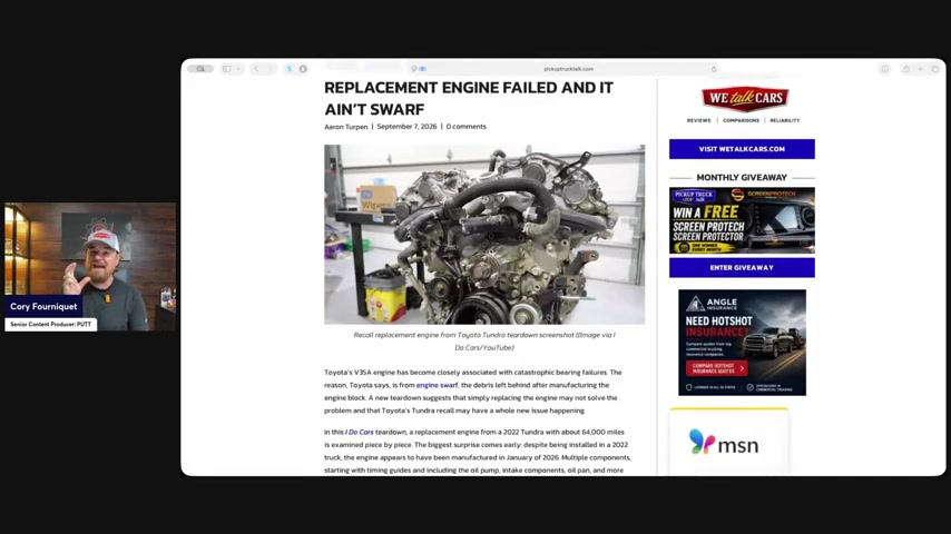 Tundra replacement engine teardown reveals a new problem