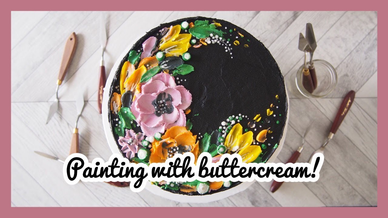 Painted floral buttercream cake decorating tutorial