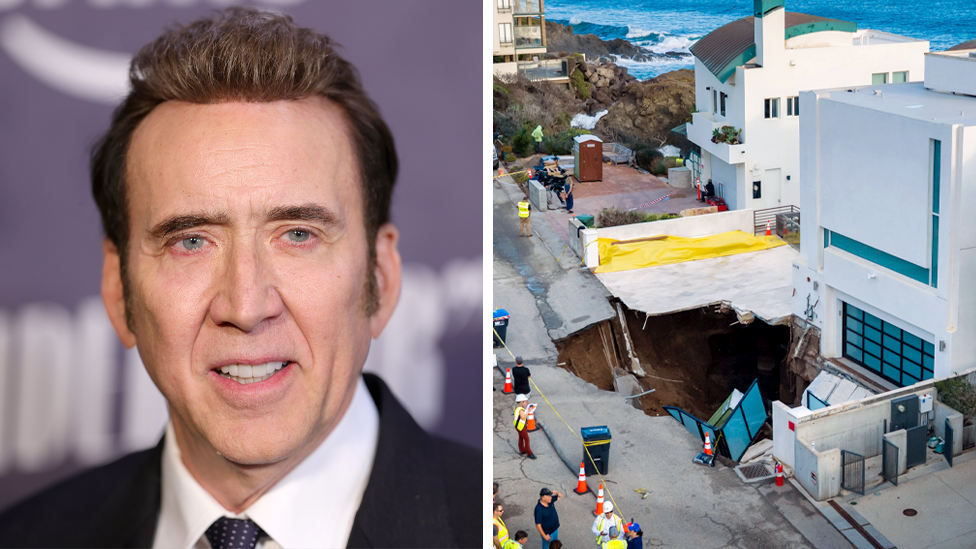 Nicolas Cage's driveway collapses as sinkhole opens up at his Malibu home