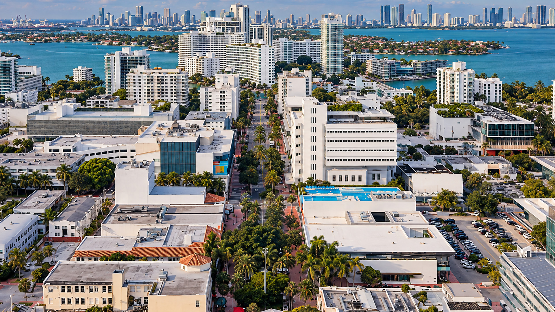 Skyline de Miami Beach na região da Lincoln Road
