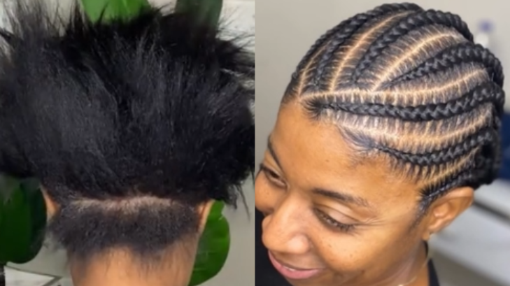 Creating a half knotless half stitch braid style