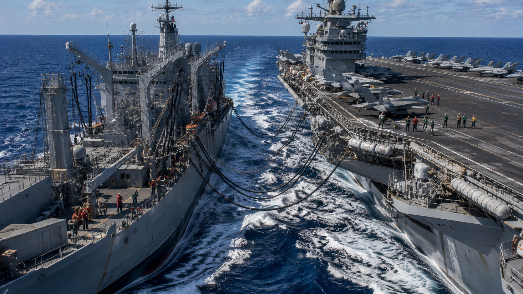 Why two massive Navy ships deliberately sail this close together