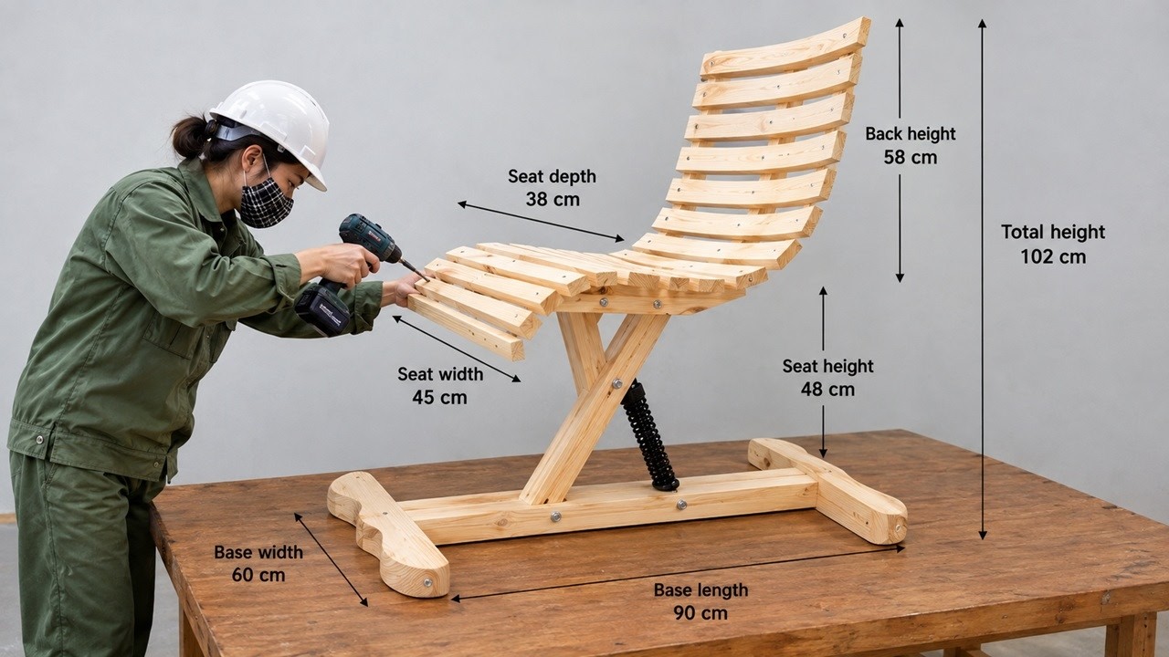 Mastery of woodworking – crafting a wooden rocking chair with a unique ...