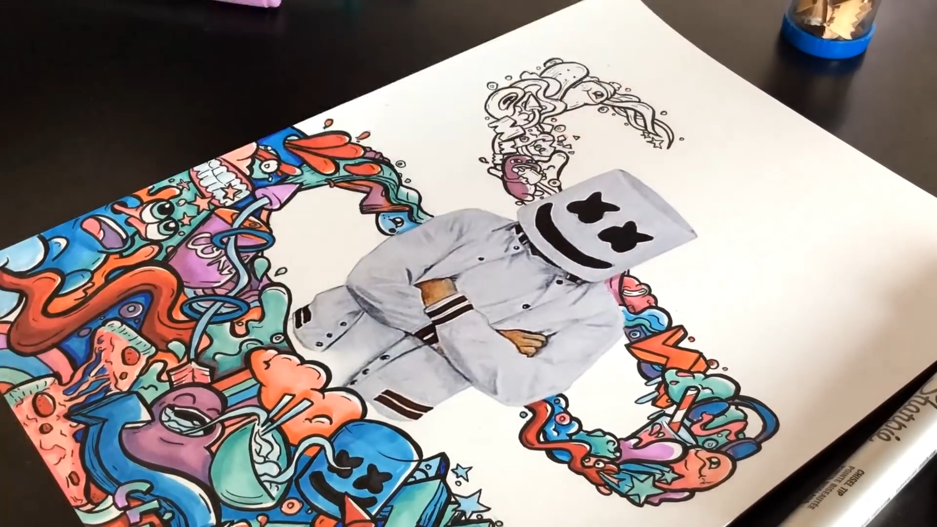 Can unique inking techniques transform Marshmello fan art?