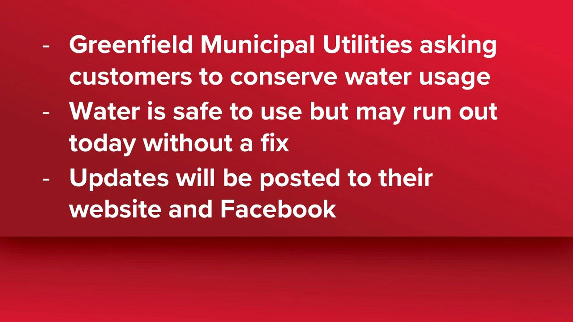 Greenfield Municipal Utilities Asking Community To Conserve Water Amid 