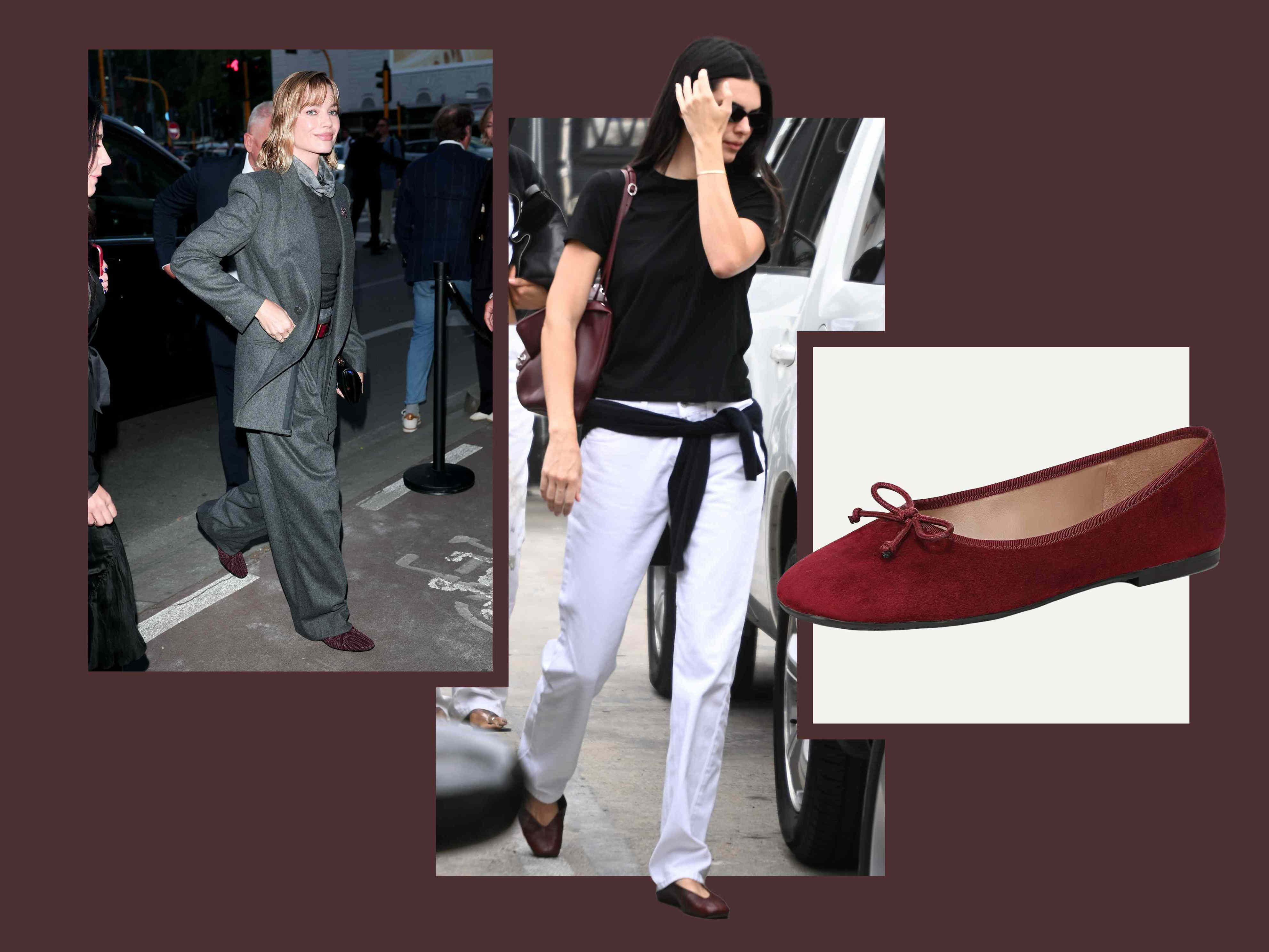 Burgundy ballet flats are the cooler, chicer version of black slip-ons ...