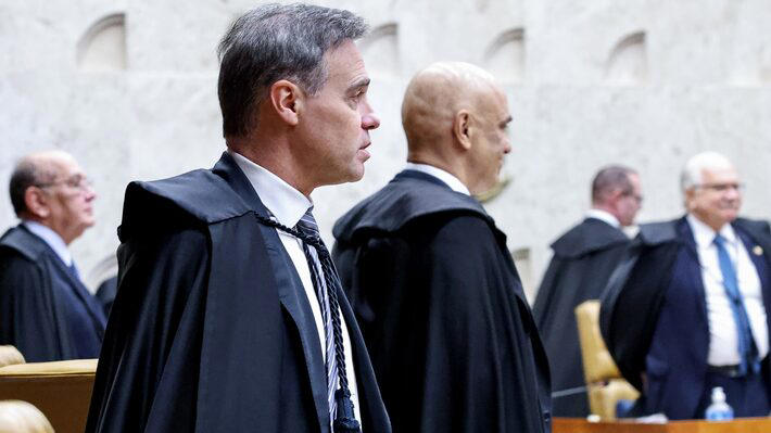Os ministros Alexandre de Moraes e André Mendonça no plenário do STF Foto: Antonio Augusto/STF