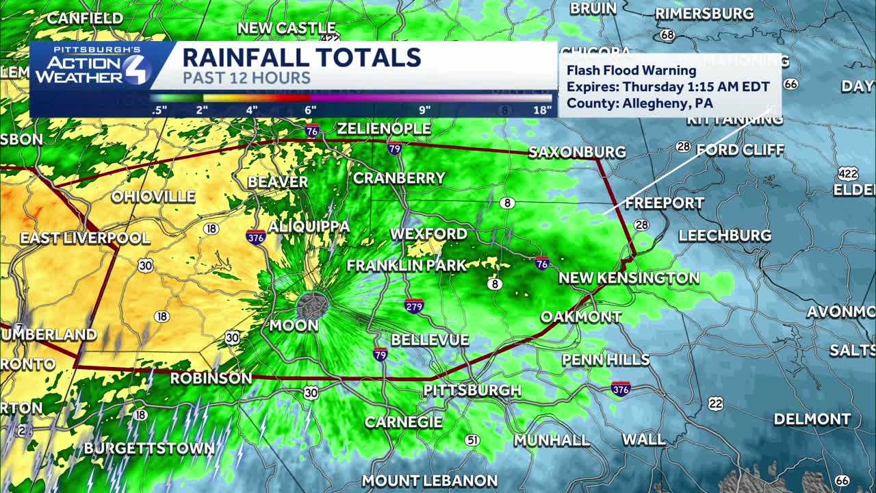Flash flood warning issued for parts of western Pennsylvania