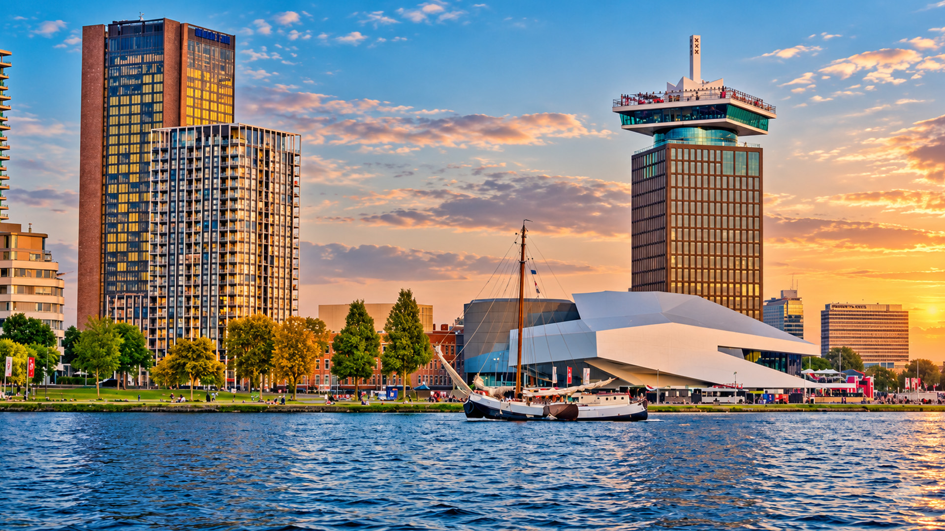 Modern architecture along Amsterdam’s northern waterfront