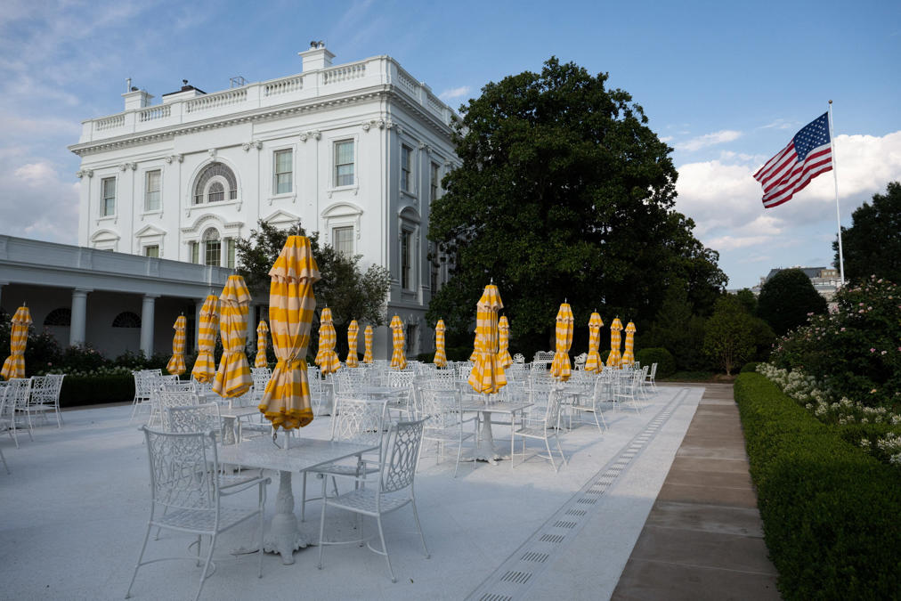 The newly paved Rose Garden patio at the White House / Annabelle Gordon / Reuters