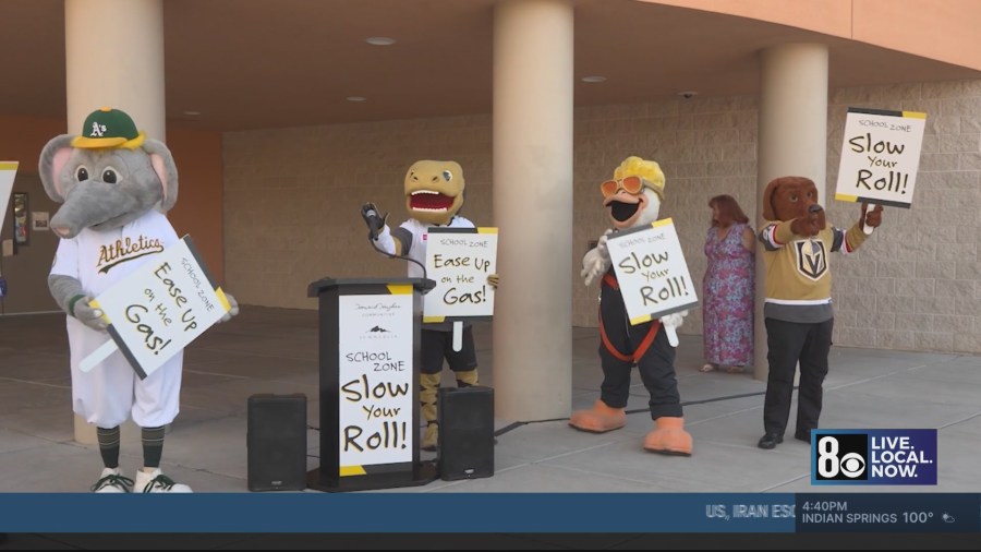 Local mascots team up to promote traffic safety outside of Summerlin schools