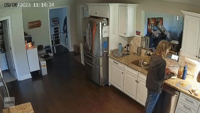 Bizarre moment man falls through ceiling during roof inspection