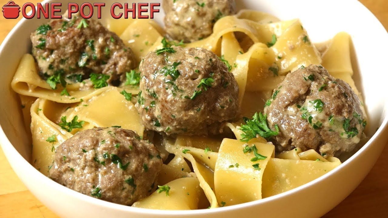 Easy one pot Swedish meatballs with pasta