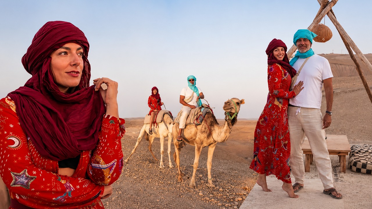 Nelly wakes up to a camel at a luxury camp in Morocco's Agafay Desert