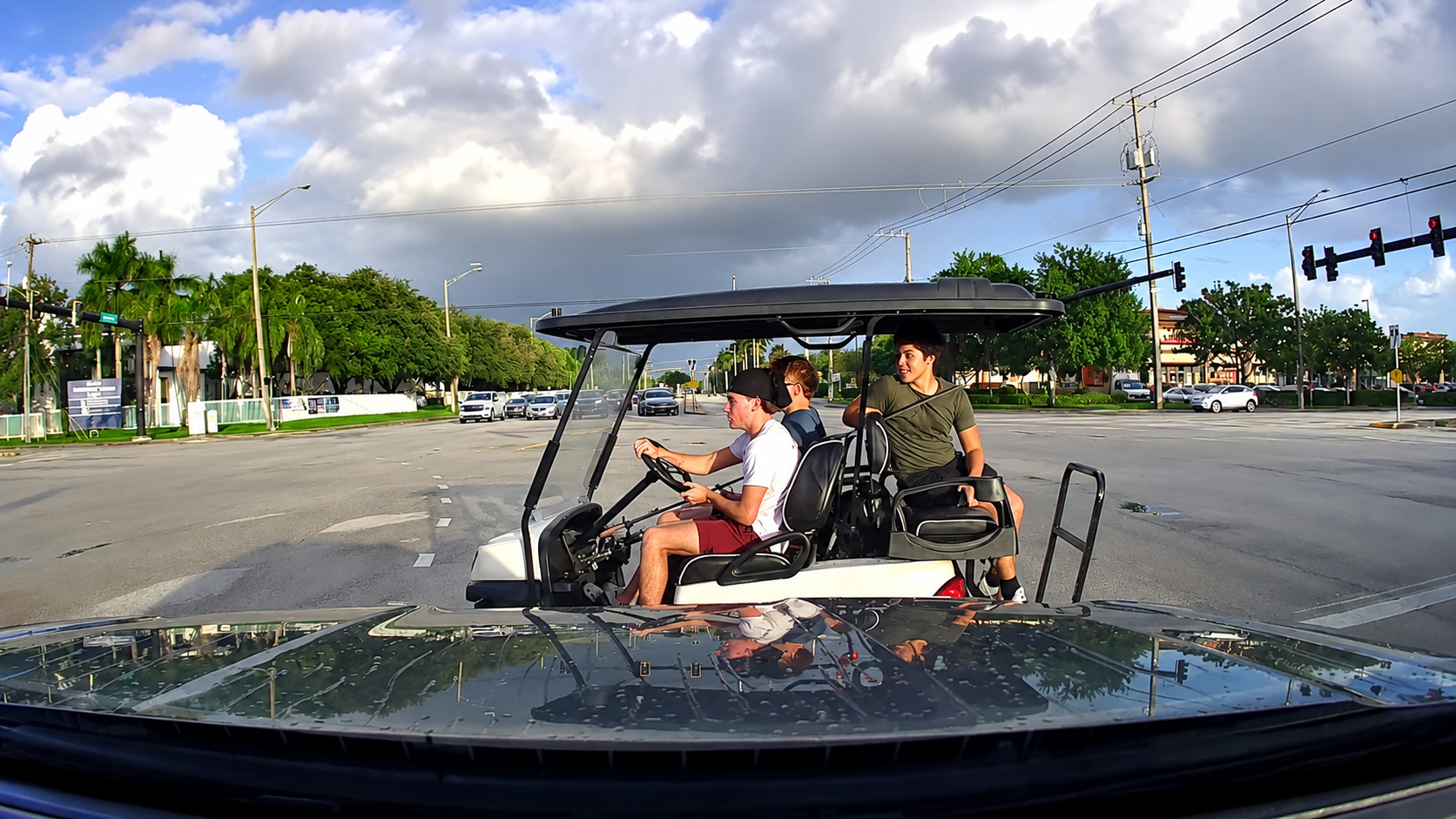 This is why you should never take a golf cart into traffic