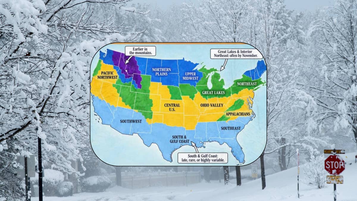 New map shows when to expect the first snowfall of the season in your ...