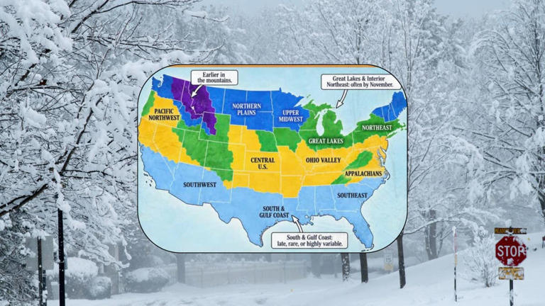 New map shows when to expect the first snowfall of the season in your ...