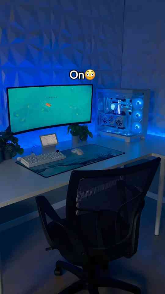 PC setup transformation with lights on and off