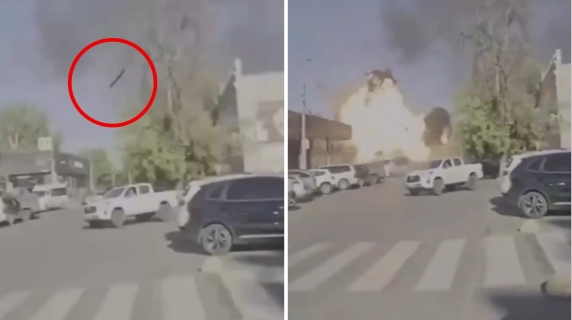 In un video il momento in cui un missile colpisce un centro commerciale ...
