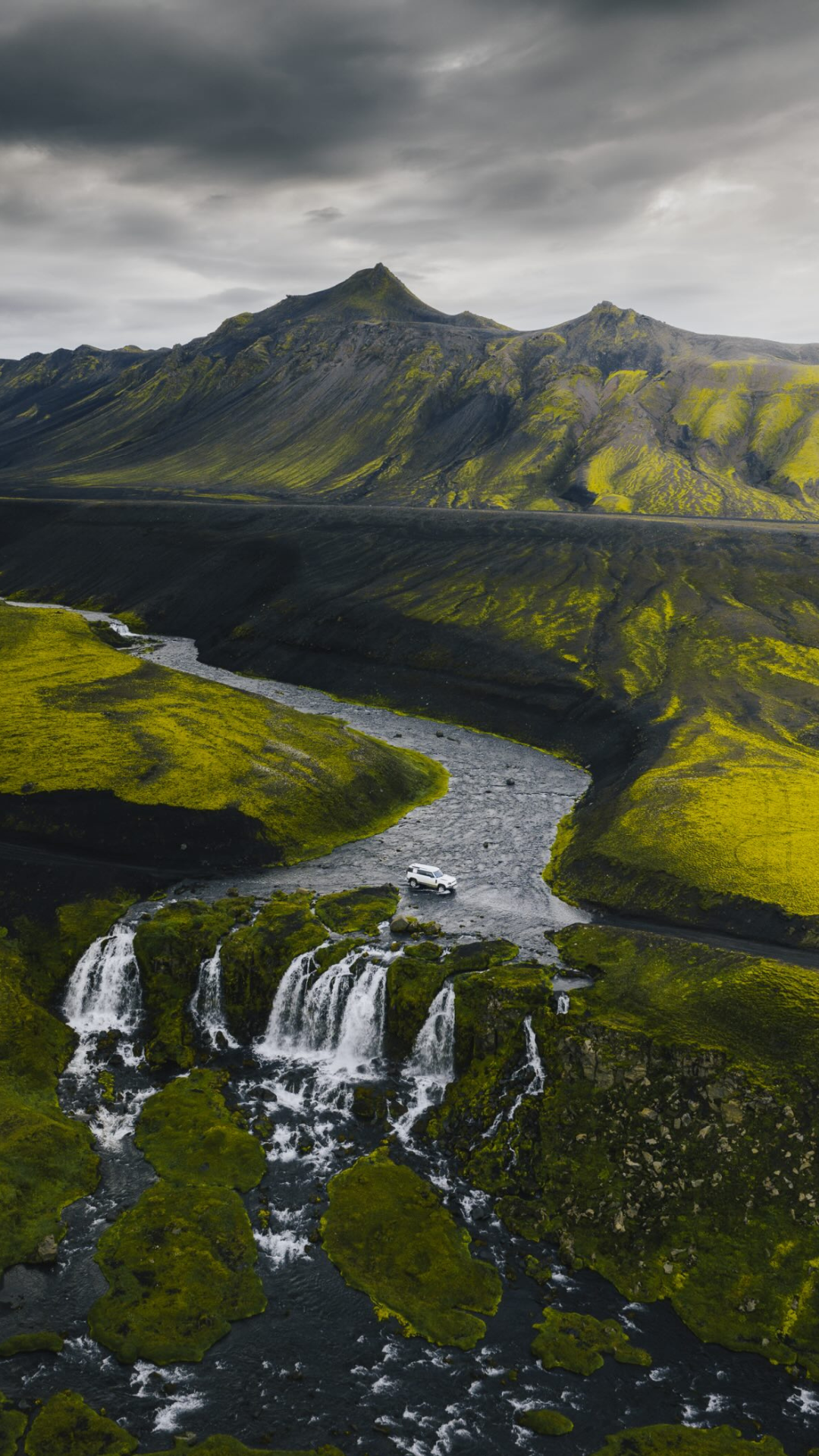 This Iceland road crosses over multiple waterfalls