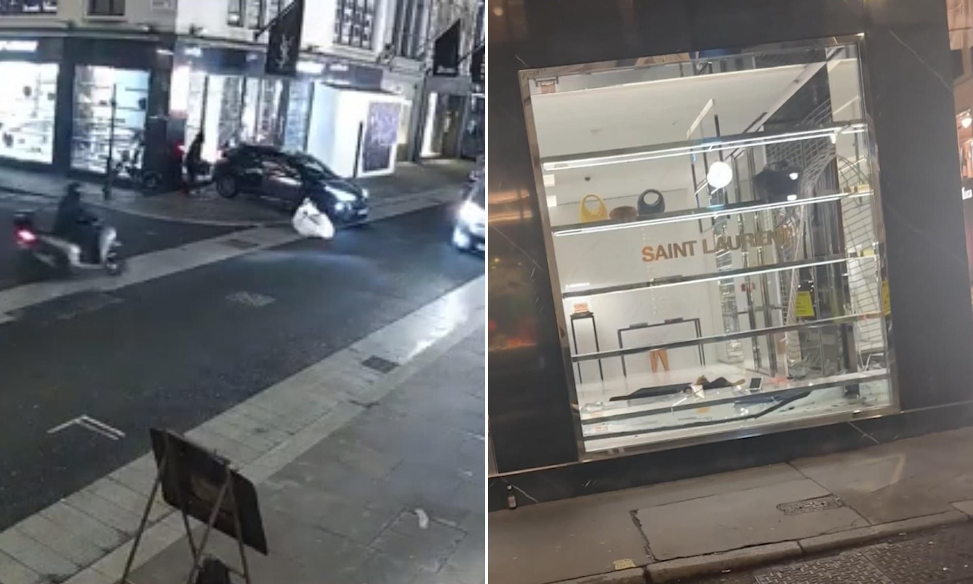 Moment gang uses family car to smash into designer store and steal £40k worth of goods