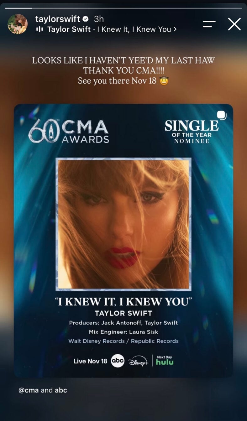 Taylor Swift confirms 2026 CMA Awards appearance after 10-year absence