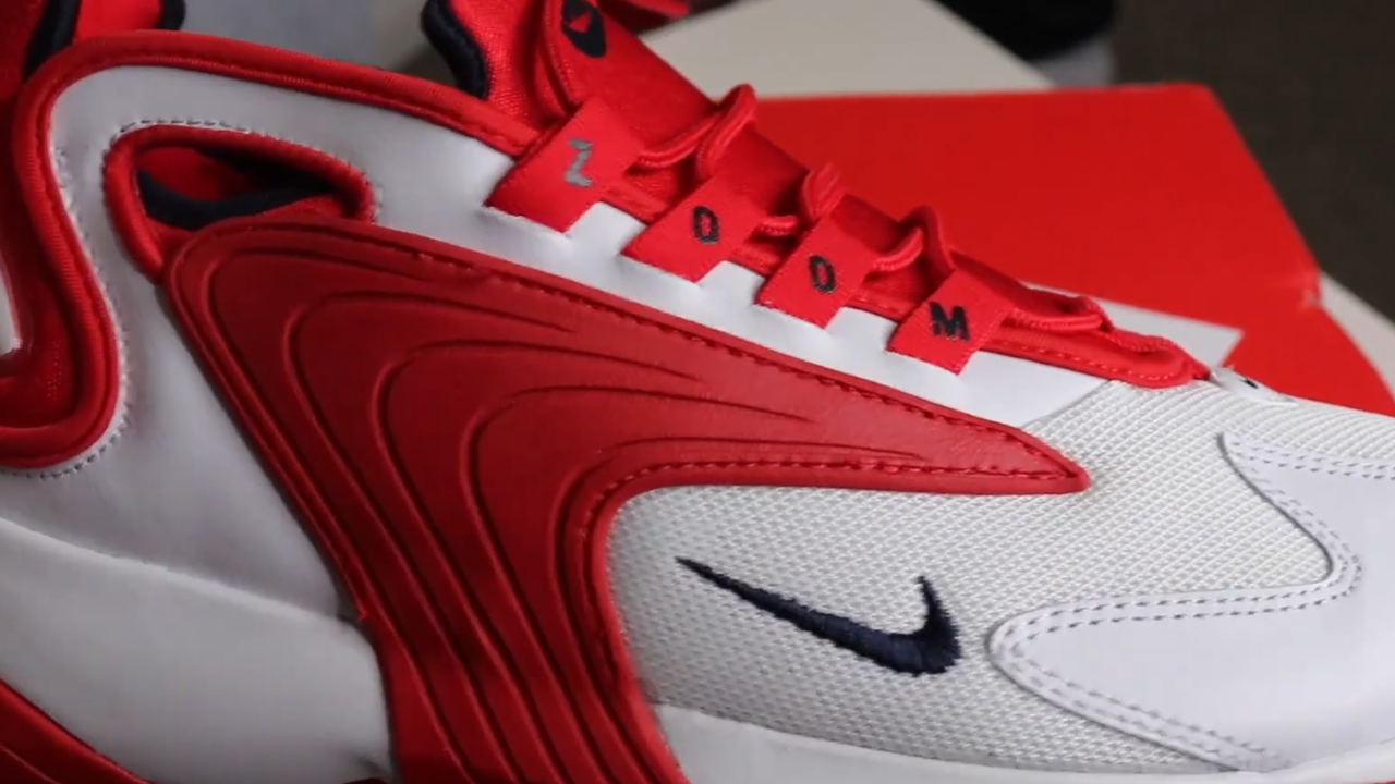 Nike Zoom white and red colorway close up