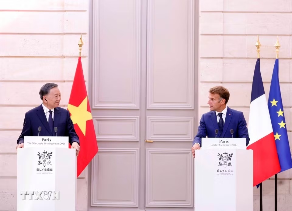 Tổng Bí thư, Chủ tịch nước Tô Lâm và Tổng thống Pháp Emmanuel Macron gặp gỡ báo chí