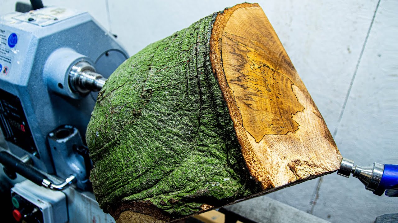 Carving a vase from spalted beech