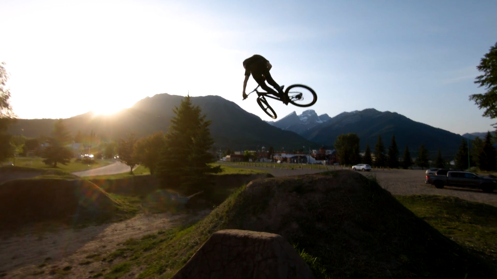 Full send mountain biking: trails, turns & big air, filmed by FPV drones