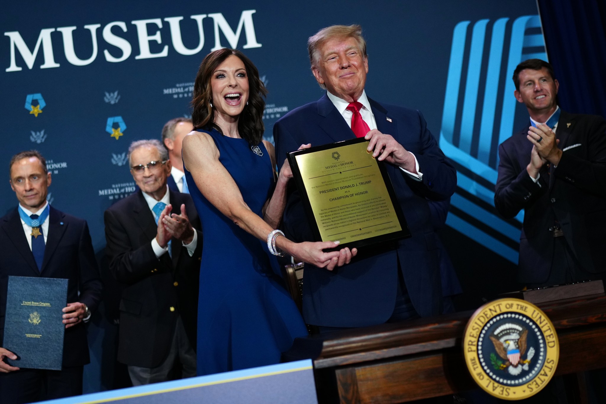 Donald Trump gets award at National Medal of Honor ceremony