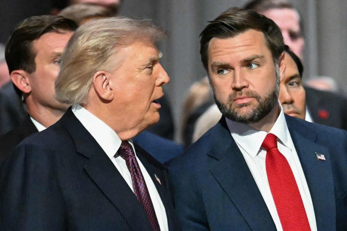US President Donald Trump speaks with Vice President JD Vance. (AFP file photo)