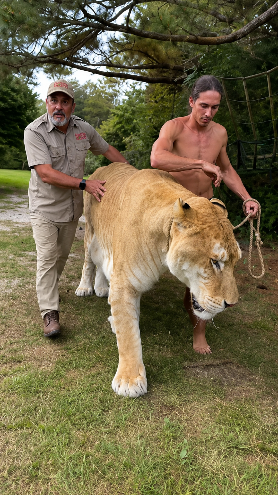 Giant liger paws dwarf a human head in shocking size comparison