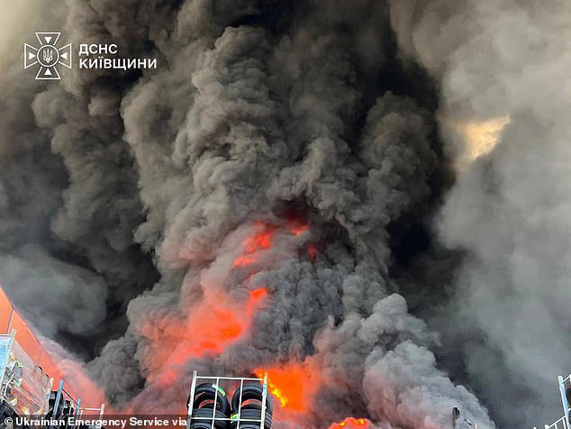 Fire erupted at the depot, in the village of Myla in Kyiv's Bucha district, as more than 200 people evacuated their homes and 50 residential buildings were destroyed