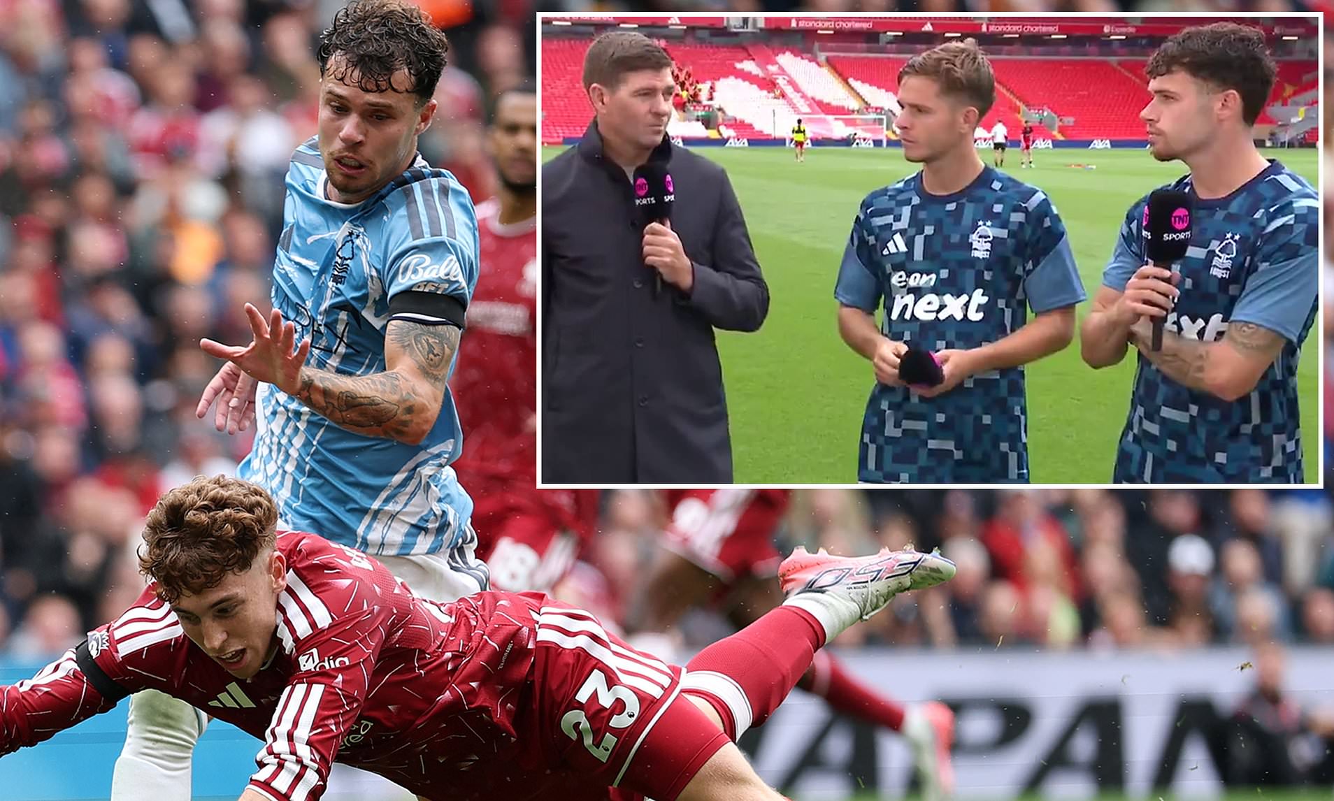 Steven Gerrard cheekily tells Nottingham Forest star he is needed at Liverpool live on TV