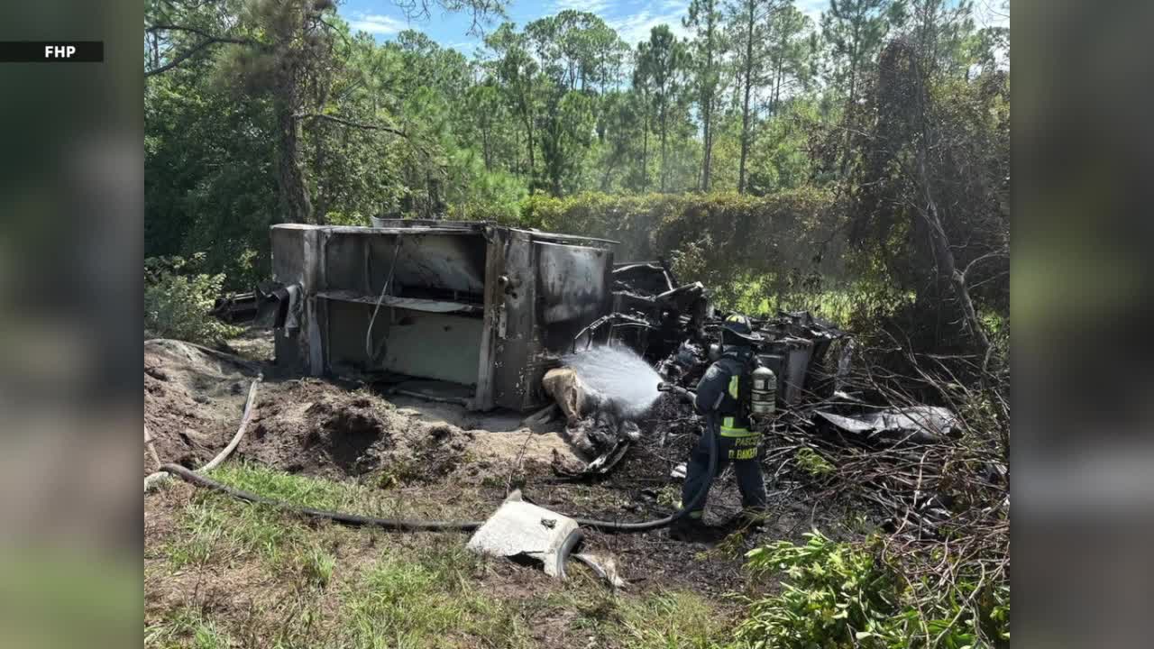 Largo man suffers serious burns after a tire blew on concrete truck on I-75
