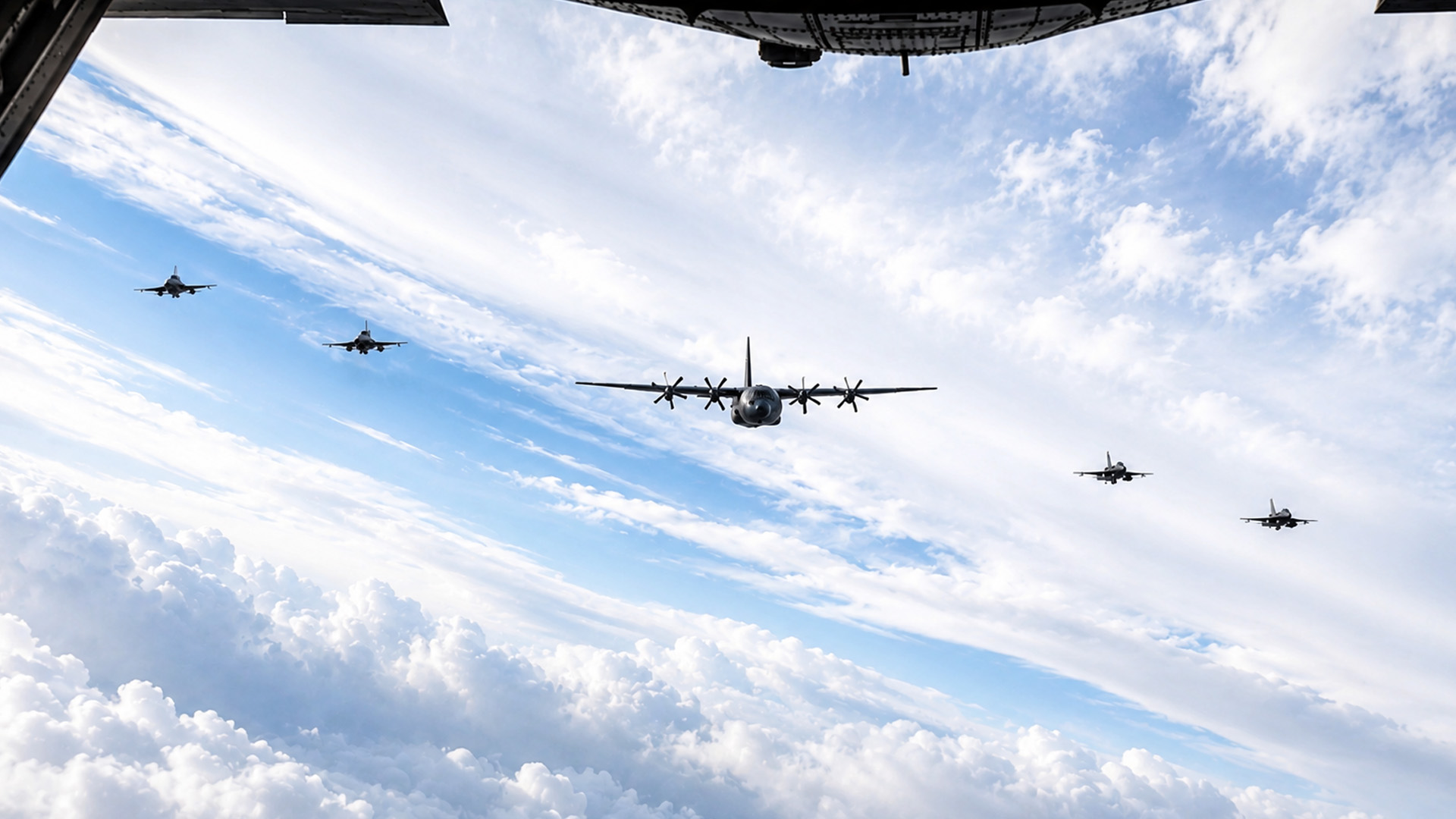US and Belgian aircraft fly formation over Iceland
