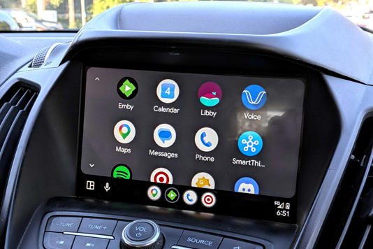 Android Auto app launcher in Ford car.
