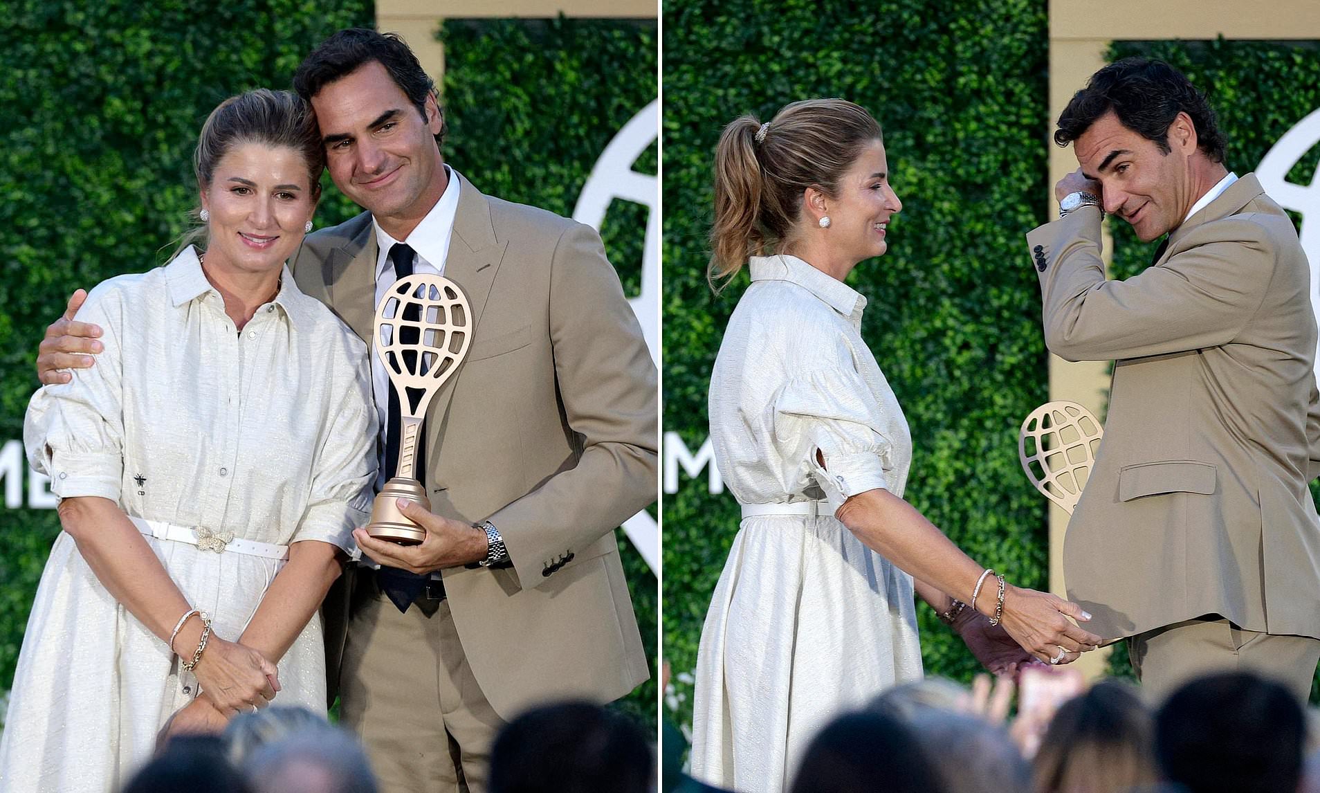 Roger Federer can't stop crying after wife's speech as tennis legend ...