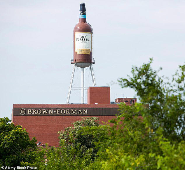 Old Forester water tower on the roof at the Brown-Forman corporate headquarters in Louisville