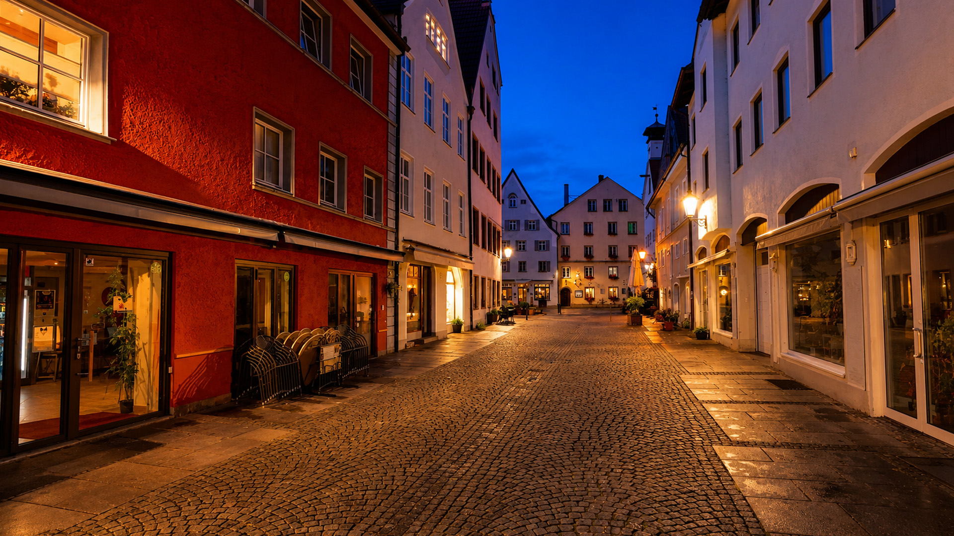 Füssen Germany old town evening walk after storm (4K)