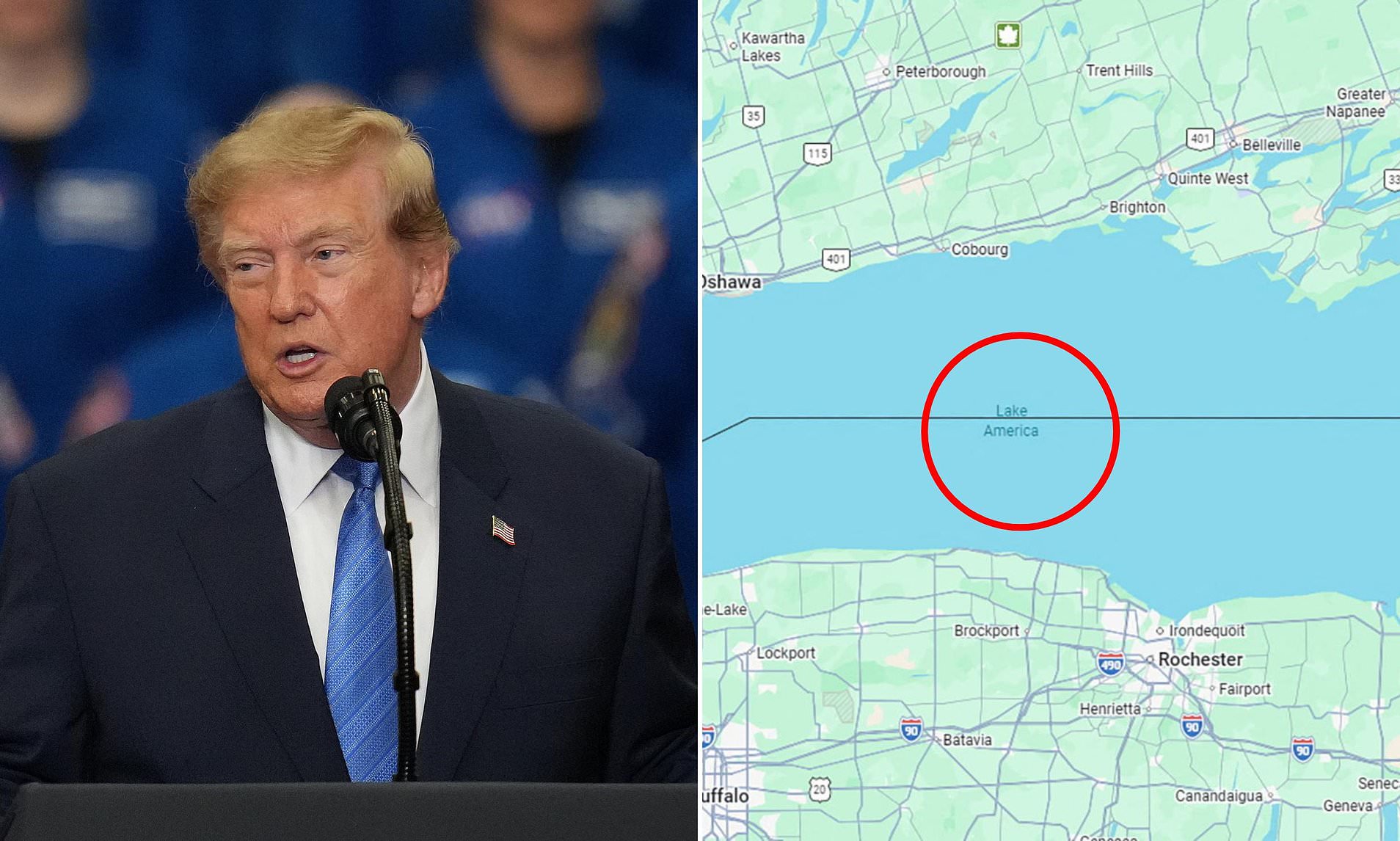 Trump gleefully announces that Google Maps has changed Lake Ontario to ...