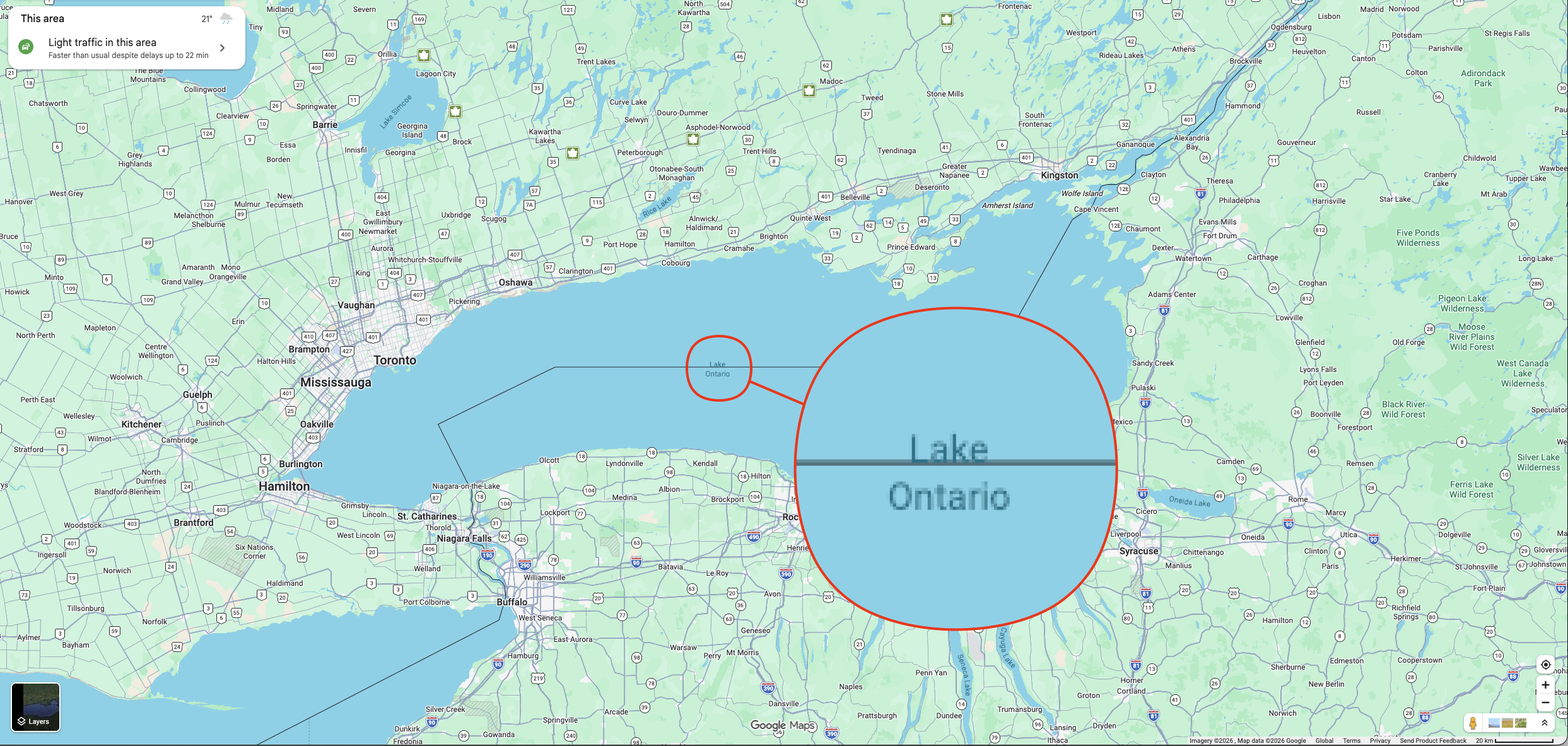 Google Maps đổi tên hồ Ontario thành 'hồ Mỹ'
