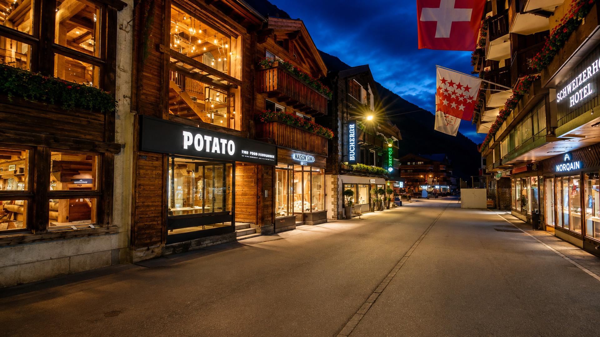Zermatt, Suiza: paseo tranquilo por el pueblo al atardecer (4K)