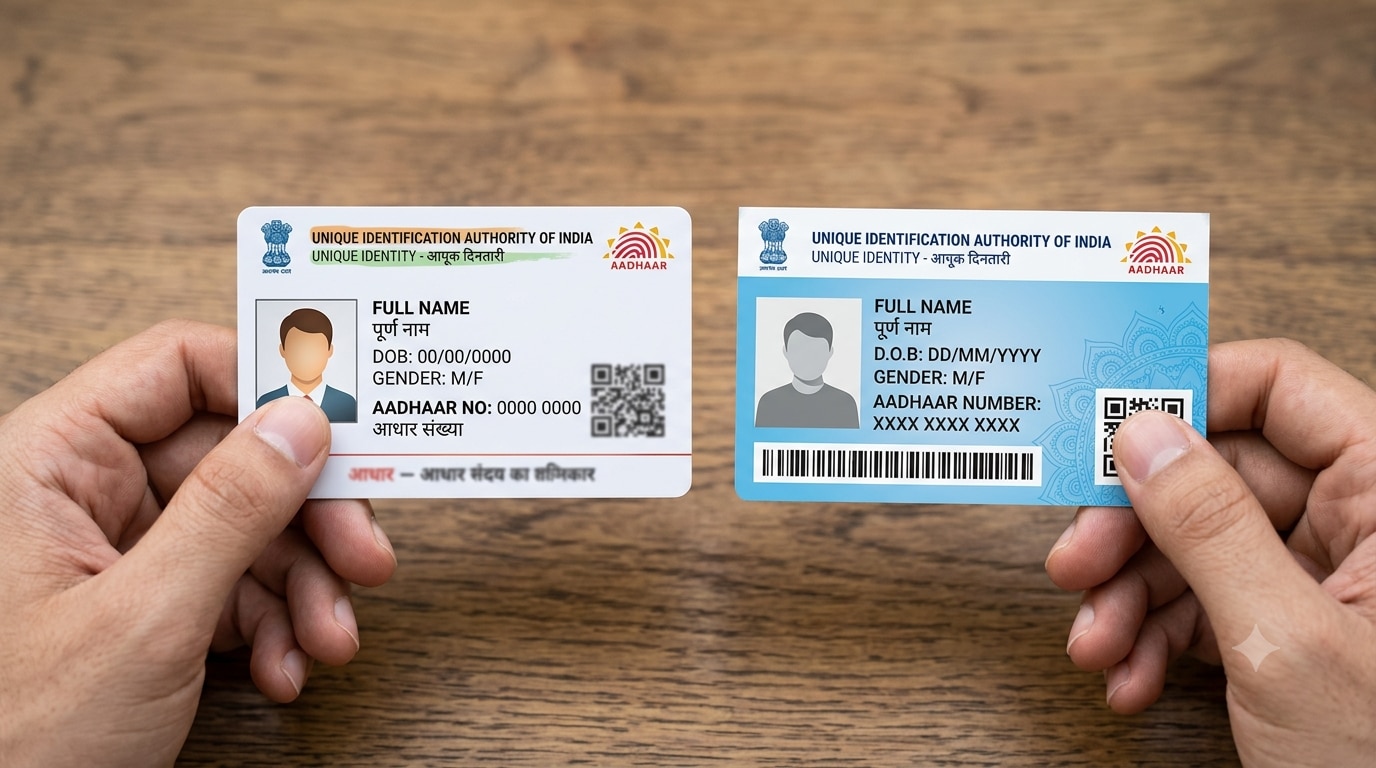 What is the difference between a blue and a white Aadhaar card? Know ...