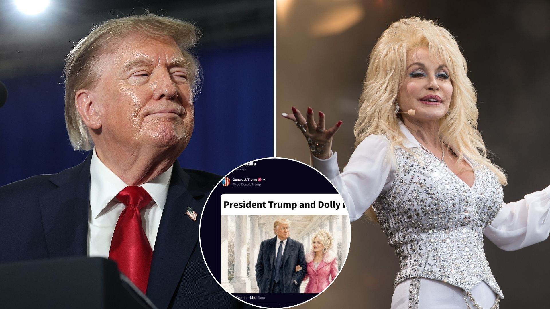Trump posts drawing of himself with Dolly Parton after saying she ...
