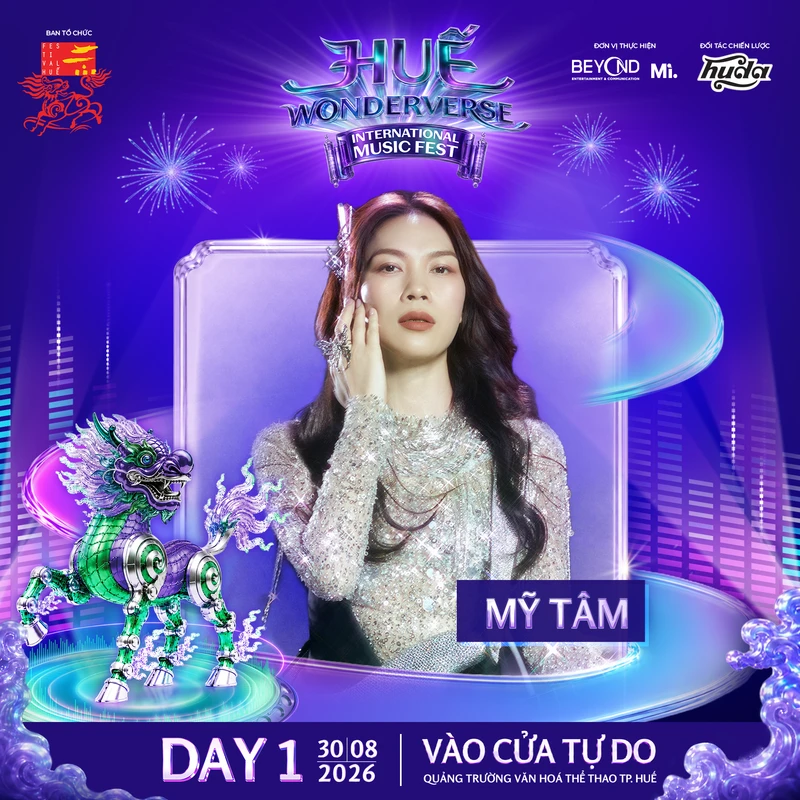 Sức nóng của Huế Wonderverse Music Fest 2026: Mỹ Tâm bắt tay dàn sao trẻ