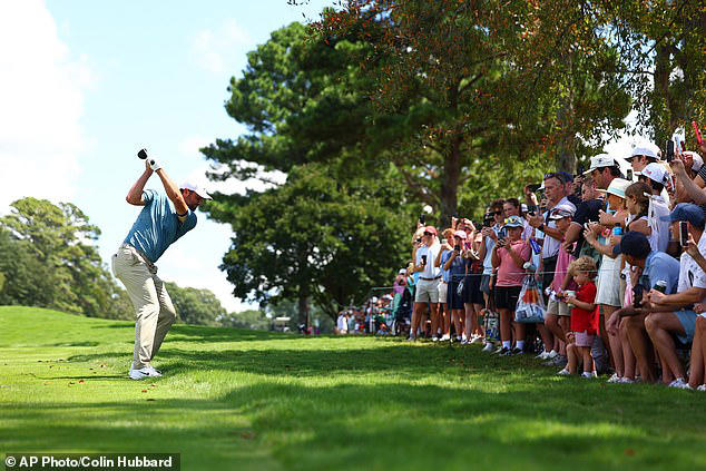 Scheffler hits from the first fairway during the final round of the PGA Tour Championship&nbsp;