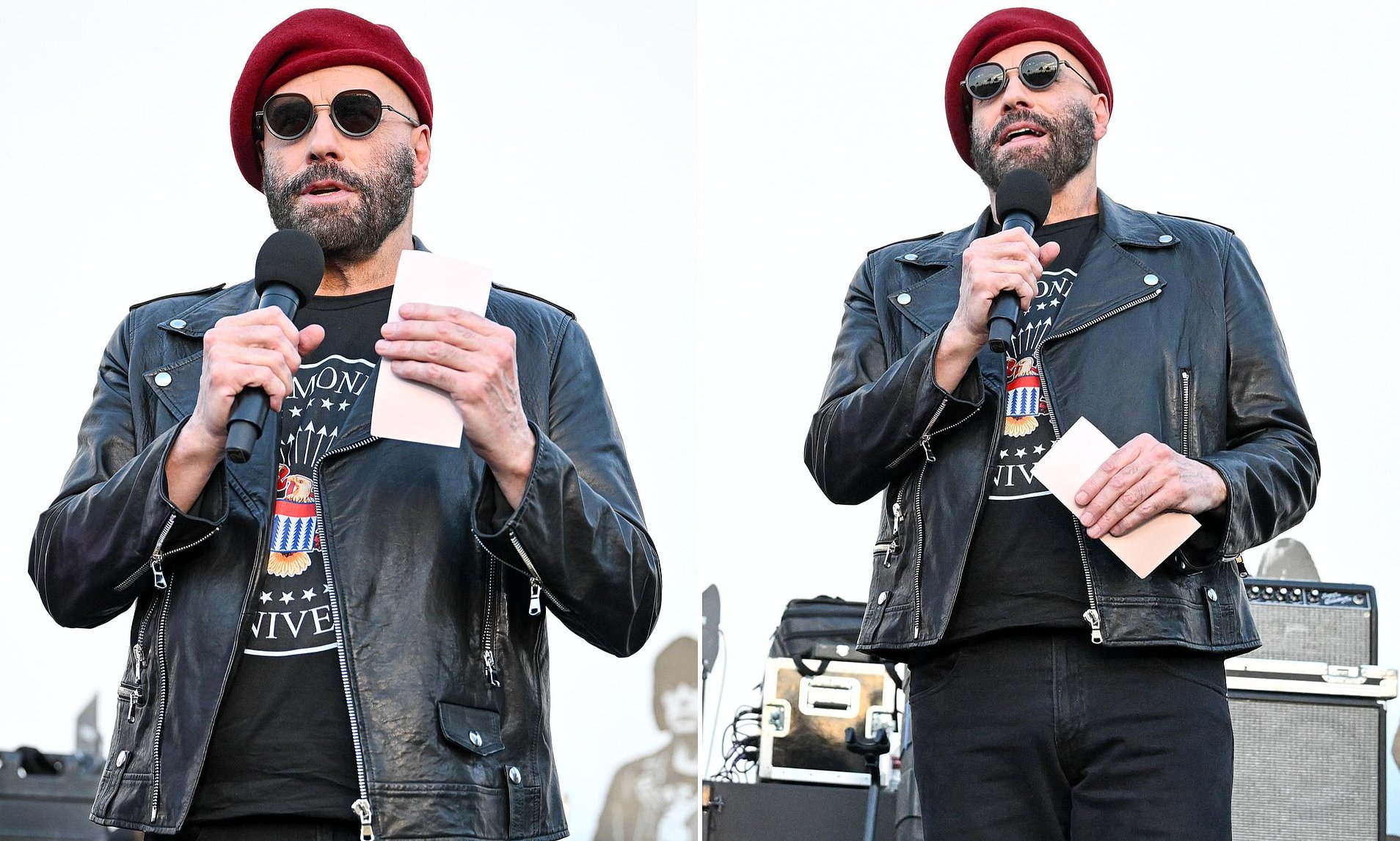 John Travolta rocks another beret at Ramones 50th anniversary after fans roasted 'kooky' style